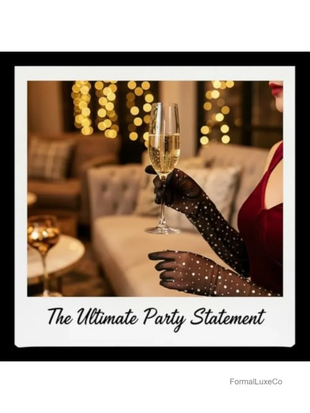 Elbow-Length Sheer Mesh Gloves with Rhinestones, 52cm Formal Gloves for Women